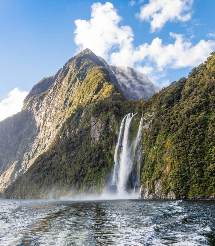 Waterfall cascading into Doubtful Sound, Fiordland Credit: New Zealand Fine Touring - Photographer Unknown