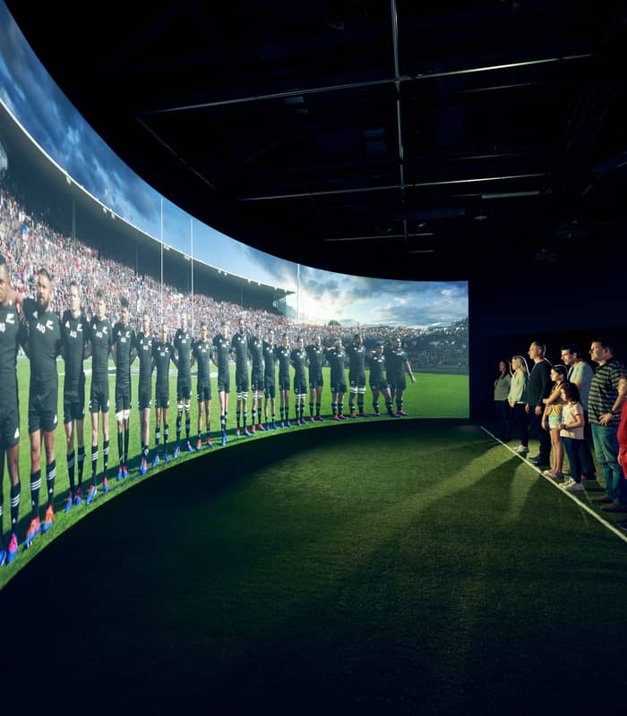 Visitors watching a haka performance at the All Blacks Experience. Credit: Ngai Tahu