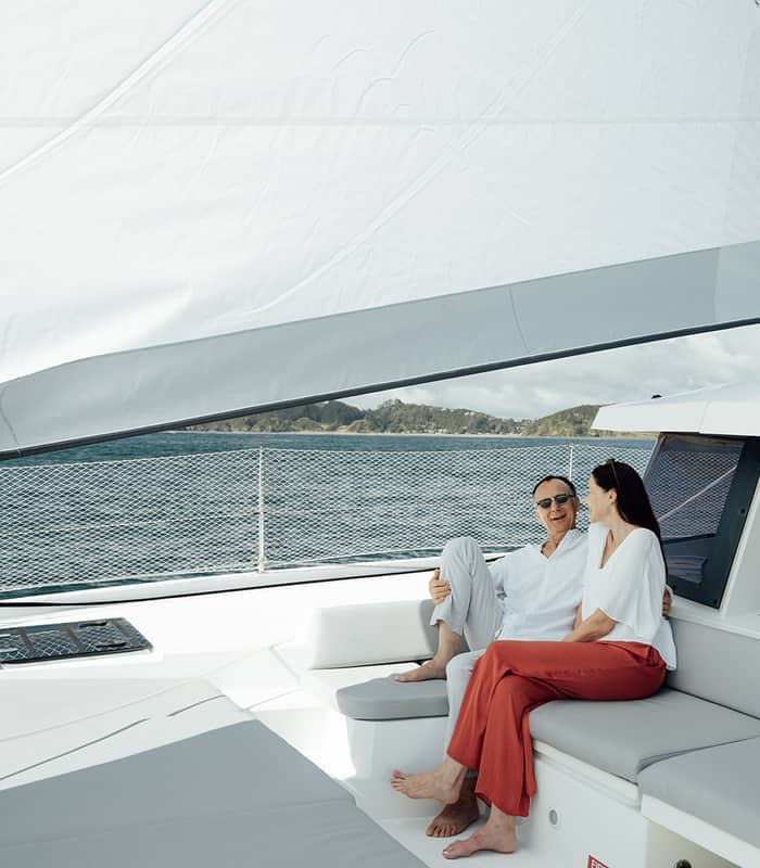 Couple on yacht deck Credit: Silver Wave