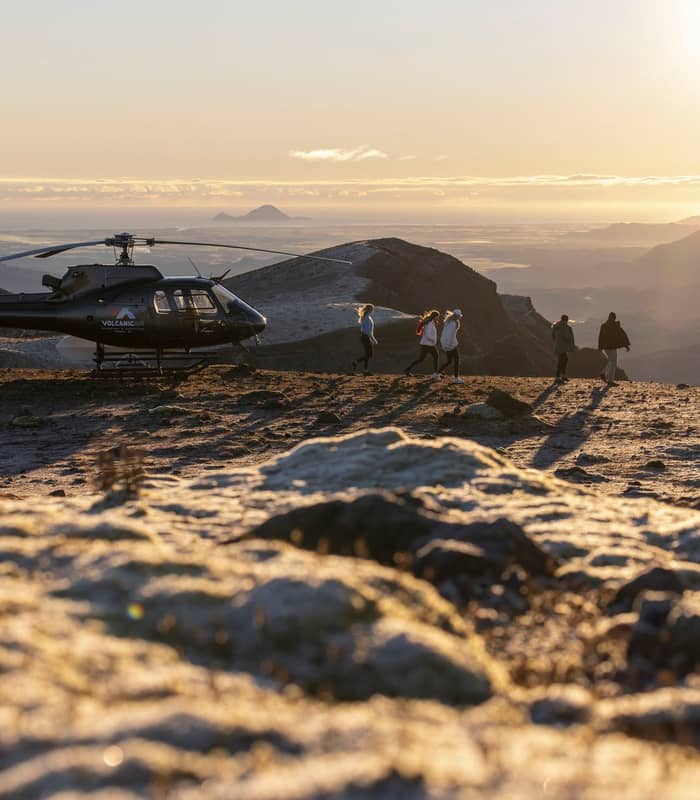 View from top of mountain at sunrise with Volcanic Air. Credit: Volcanic Air